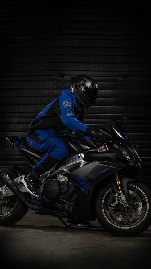 Ride Rich Regency V2 Flow Mesh Armoured GP Softshell Motorcycle Jacket - Blue